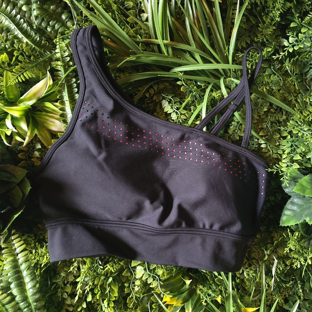 Laser cut Pink and Black Sport Bra